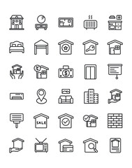 Properti Icon Set 30 isolated on white background