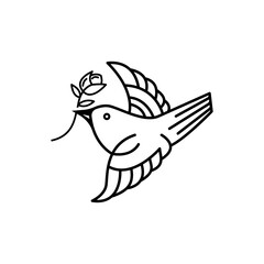 bird icon logo illustration line flower ornament design