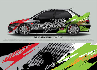 Obraz premium Car wrap decal design vector. abstract Graphic background kit designs for vehicle, race car, rally, livery, sport car 