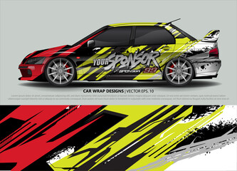 Obraz premium Car wrap decal design vector. abstract Graphic background kit designs for vehicle, race car, rally, livery, sport car 