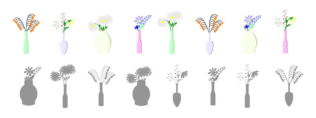 a bouquet of flowers in a vase is different find the right silhouette