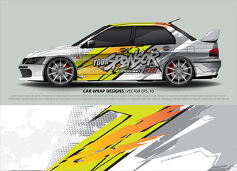 Car wrap decal design vector. abstract Graphic background kit designs for vehicle, race car, rally, livery, sport car
