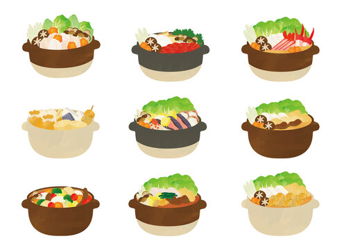 水彩風タッチ　鍋料理のイラスト