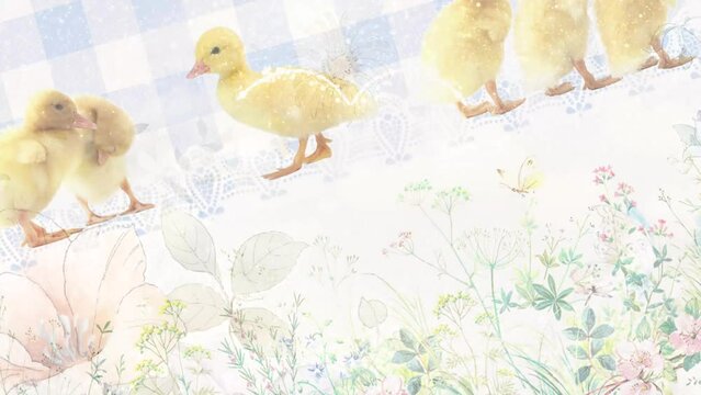 Watercolor hand-painted roses, peonies, chicks, flowers, beauty