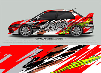 Car wrap decal design vector. abstract Graphic background kit designs for vehicle, race car, rally, livery, sport car
