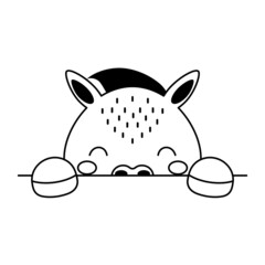 Cartoon donkey face in Scandinavian style. Cute animal for kids t-shirts, wear, nursery decoration, greeting cards, invitations, poster, house interior. Vector stock illustration