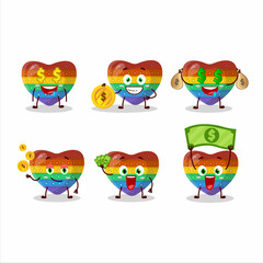 Pop it love cartoon character with cute emoticon bring money