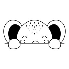 Cartoon elephant face in Scandinavian style. Cute animal for kids t-shirts, wear, nursery decoration, greeting cards, invitations, poster, house interior. Vector stock illustration
