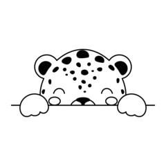 Cartoon cheetah face in Scandinavian style. Cute animal for kids t-shirts, wear, nursery decoration, greeting cards, invitations, poster, house interior. Vector stock illustration © Jexy