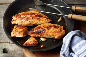 Pan fried turkey breasts with smoked paprika and garlic