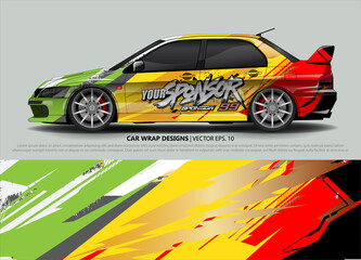 Car wrap decal design vector. abstract Graphic background kit designs for vehicle, race car, rally, livery, sport car