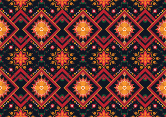 Geometric ethnic flower pattern for background,fabric,wrapping,clothing,wallpaper,Batik,carpet,embroidery style.	
