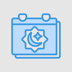 Calendar icon in blue style about ramadan, use for website mobile app presentation