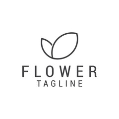 flower with line style logo design template Premium Vector