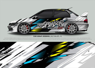 Fototapeta premium Car wrap decal design vector. abstract Graphic background kit designs for vehicle, race car, rally, livery, sport car 