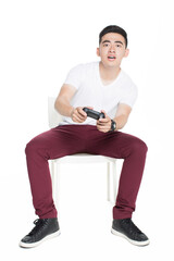 boy playing video games