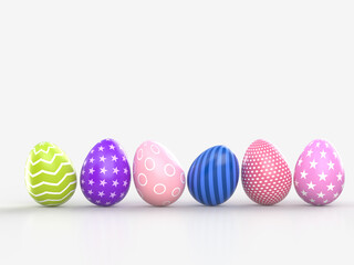 Easter eggs Greetings and presents for Happy Easter day. 3d rendering