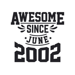 Born in June 2002 Retro Vintage Birthday, Awesome Since June 2002