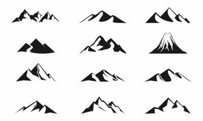 Mountain and volcano set illustration vector design