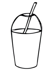 Cute cup of water, milkshake, juice or soda. Drink illustration isolated on a white background. Simple cocktail clipart.