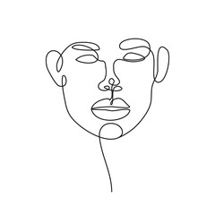 Face Portrait Abstract Line Art Illustration. Vector Creative One Line Drawing of Woman Face for Graphic Design, Wall Decor. Abstract Minimalism of Head Girl or Woman Silhouette.
