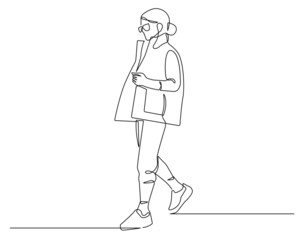 Fashion Woman Abstract Line Art Drawing. Elegant Female Silhouette Minimal Line Ilustration for Fashion Design. Woman in Trendy Linear Style Art Design for Posters, Prints, Social Media. Vector EPS 10