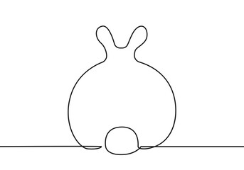Easter Bunny Continuous One Line Drawing. Easter Card Line Art Style with Rabbit . Bunny Minimalist Contour Illustration for Spring Design. Vector EPS 10.