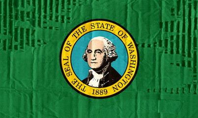 Flag of Washington State On Old Cardboard