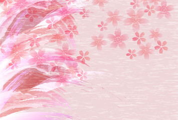 Fototapeta na wymiar 桜　和柄　水彩　背景