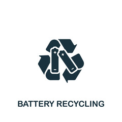 Battery Recycling icon. Monochrome simple icon for templates, web design and infographics