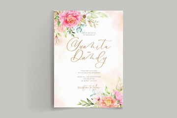 watercolor floral card with elegant flowers