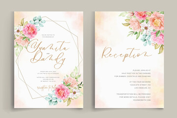 Fototapeta na wymiar watercolor floral card with elegant flowers