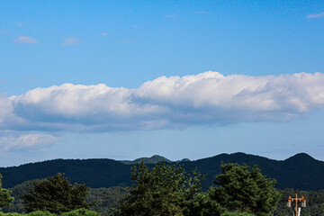 landscape with blue sky