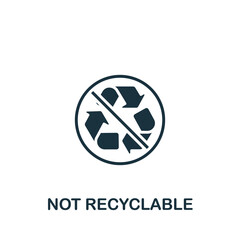 Not Recyclable icon. Monochrome simple icon for templates, web design and infographics