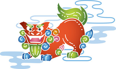 沖縄の伝統工芸琉球紅型のシーサーデザイン