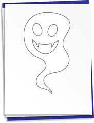 Hand drawn ghost on paper