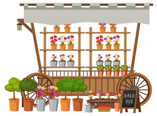 Flea market concept with plant shop