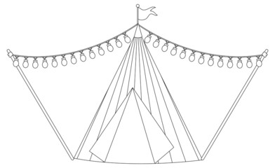 Tent black and white doodle character