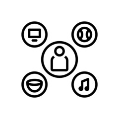 Black line icon for hobbies