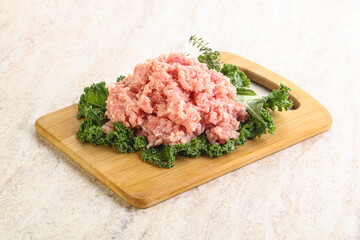 Raw pork minced meat for cooking
