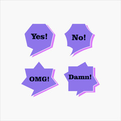 Set of bubble talk collection with purple color