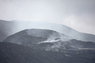 Closeup of the new lavafield of the volcano eruption at Fagradalsfjall