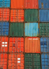 Industrial background grid of shipping containers 