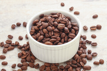 Roasted coffee bean in the bowl