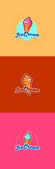 Set of logo, badges, banners, emblem and elements for ice cream shop.