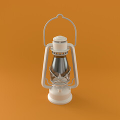 Monochrome Lantern on Orange Background, 3d Rendering