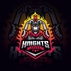 Fototapeta na wymiar Knight Skull Mascot Esport Logo Design Illustration For Gaming