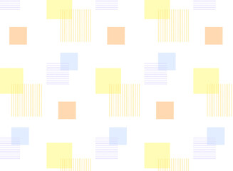 淡いカラーの、シンプルな四角とラインのポップなパターン