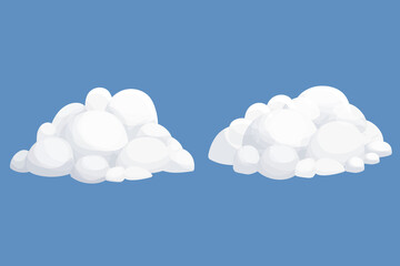 Set cloud fluffy clip art, sky, weather element in cartoon style isolated on white background. Collection Nature clip art.