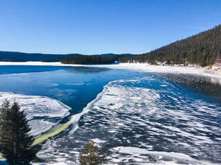 Aerial view of Golyam Beglik Reservoir, Bulgaria